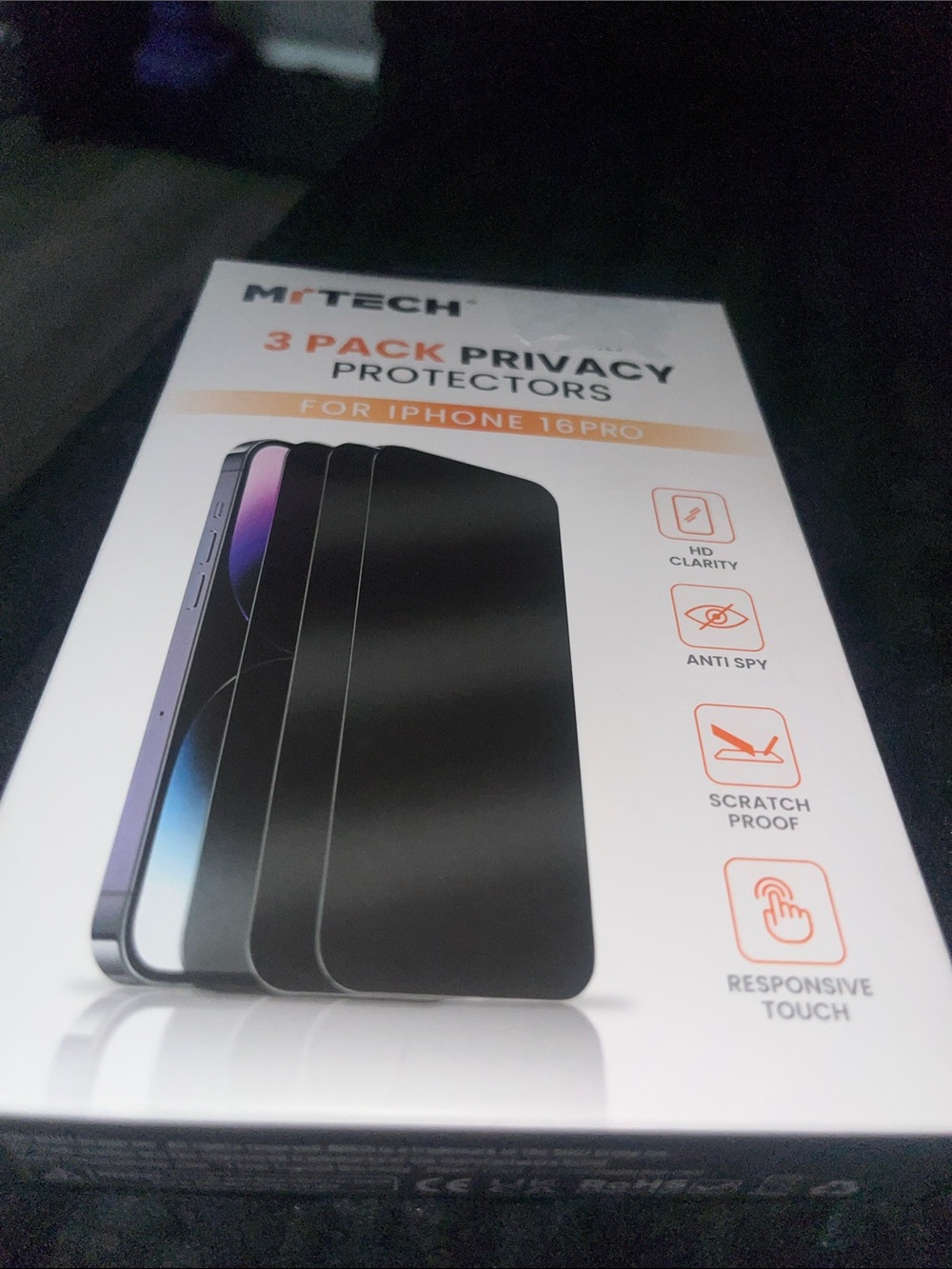 3pack privacy protector screen iPhone 16 Pro
